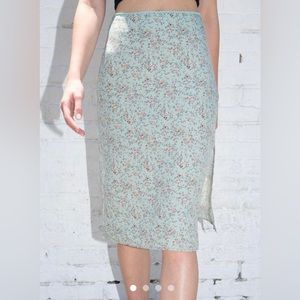 Brandy Melville Green Flora Long Skirt